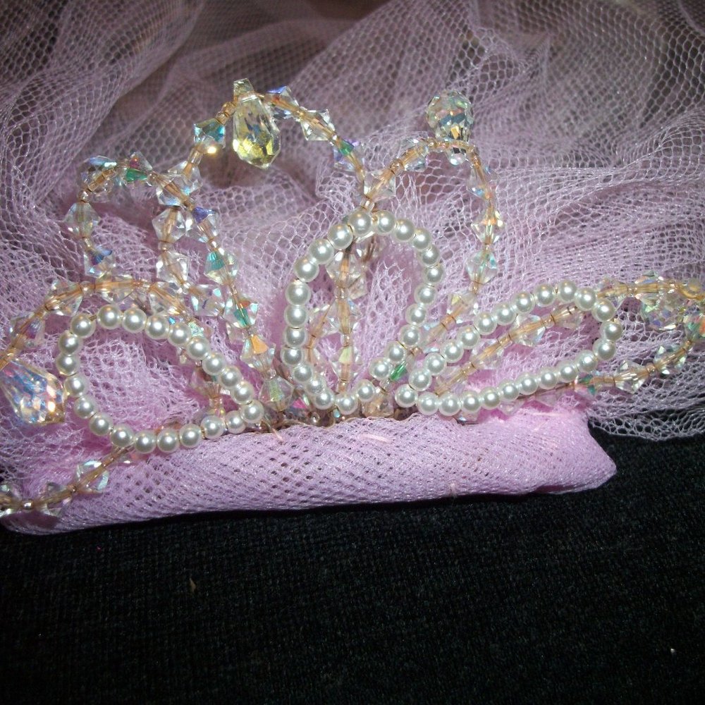 BARBIECORE PRINCESS CRYSTALS PINK TIARA HEADRESS